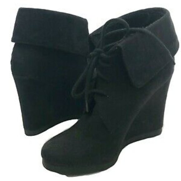Mossimo Supply Co Wedge Booties Faux Black Suede 9 - Picture 1 of 13